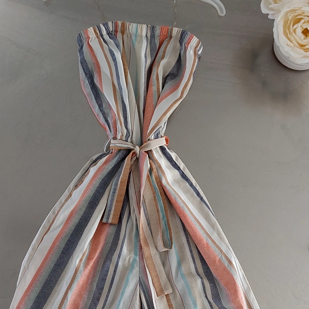 Striped Multicolor Strapless Jumpsuit